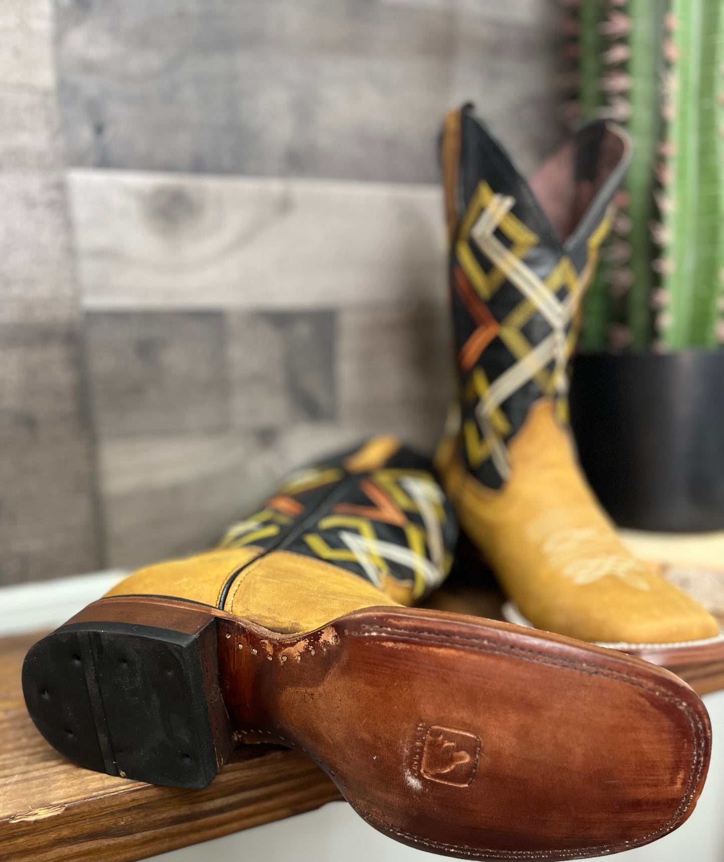 Natural Leather Square Toe Men’s Boots