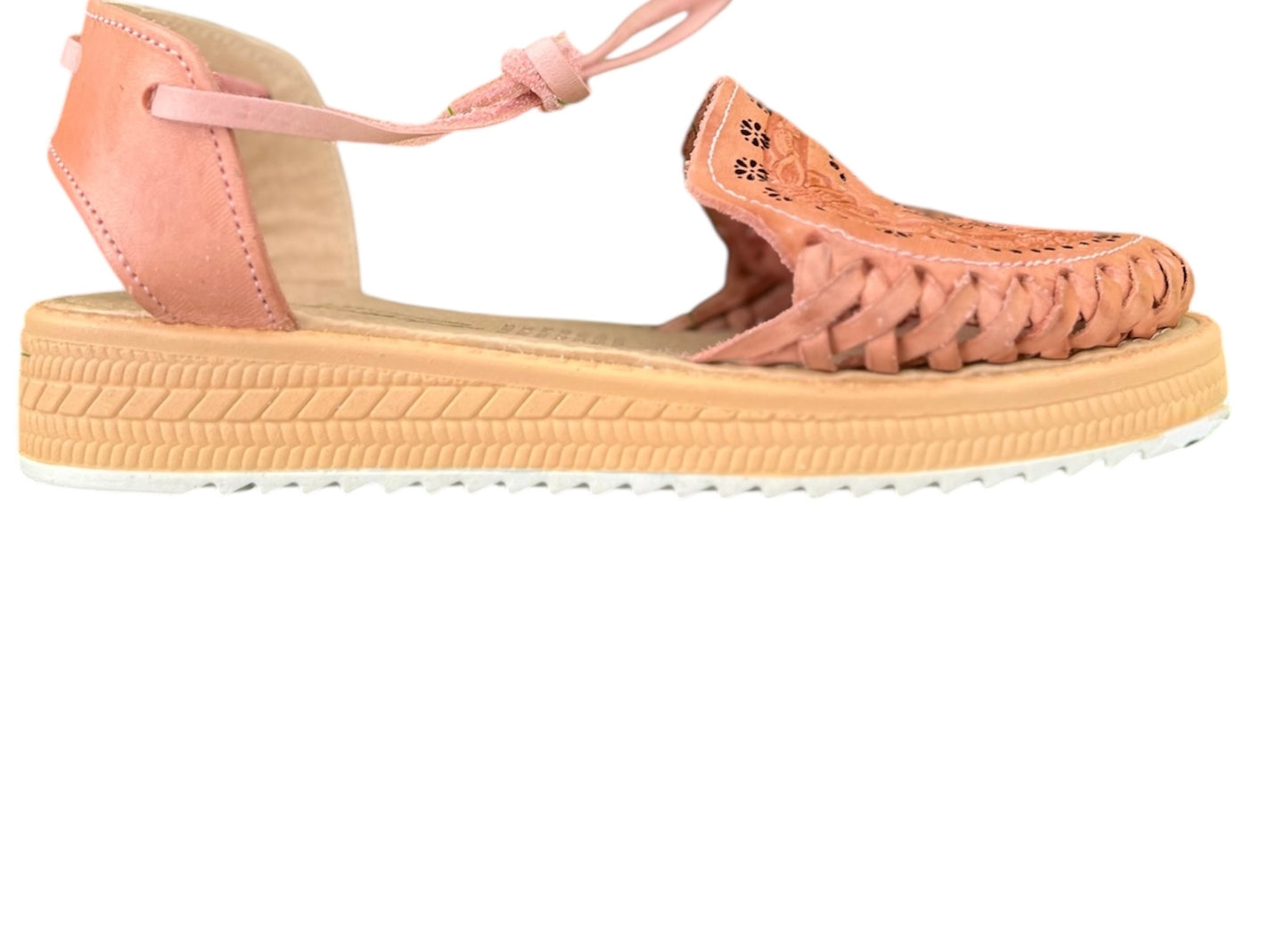 Rosalía Pink Lace Up Mexican Sandals Huaraches
