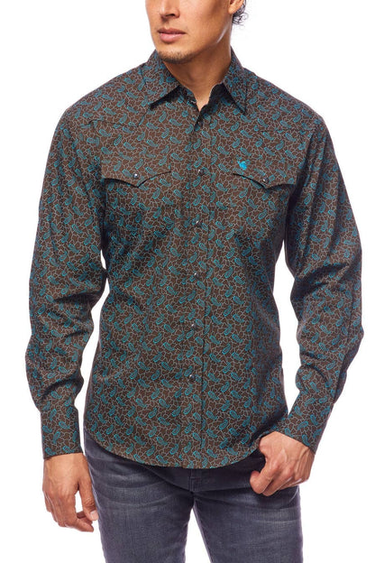 Men's Western Button-Down Shirts Regular Fit Printed Shirt