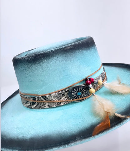 Turquoise Fedora Suede Hat