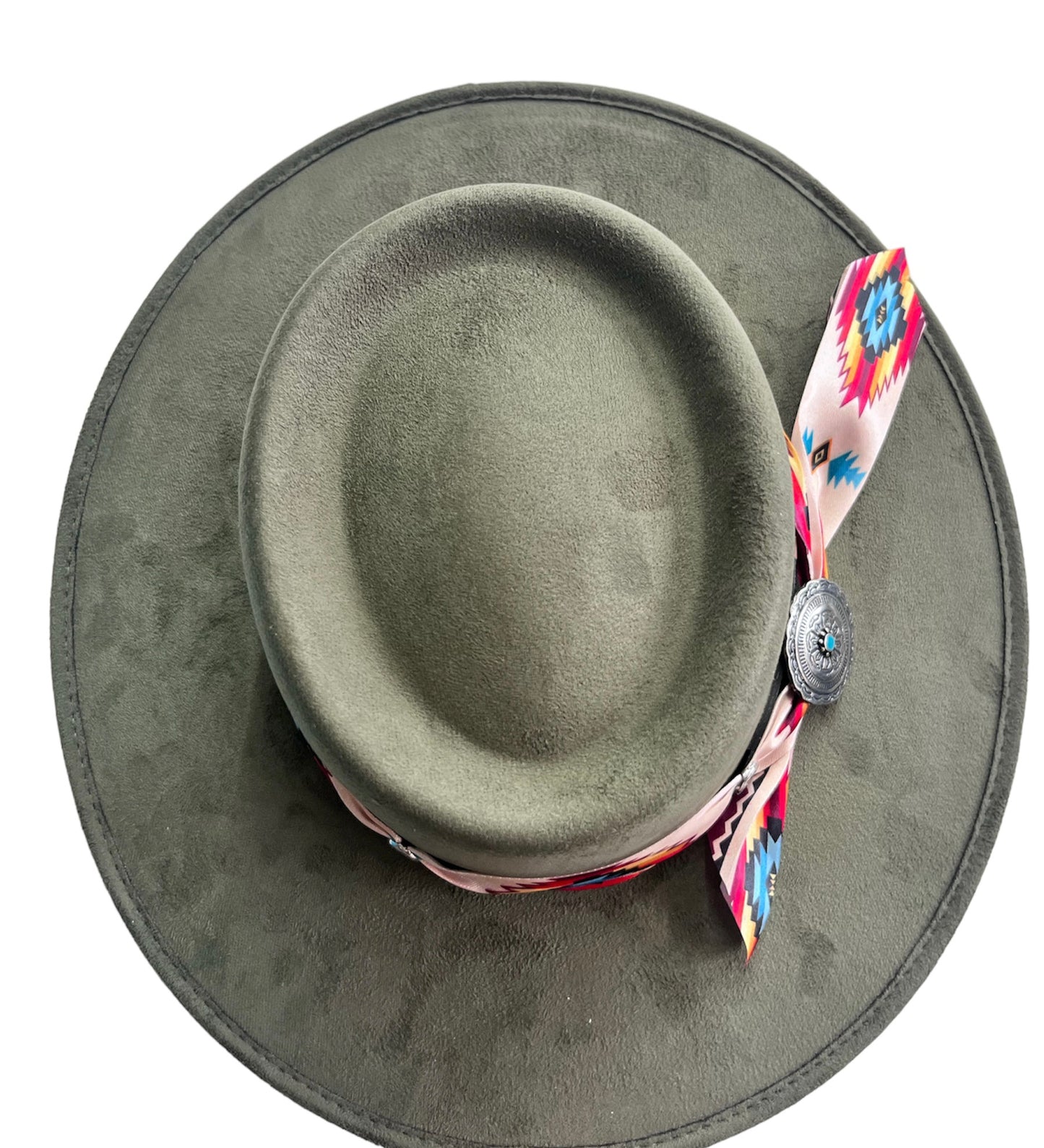 Sombrero Fedora de ante verde oliva