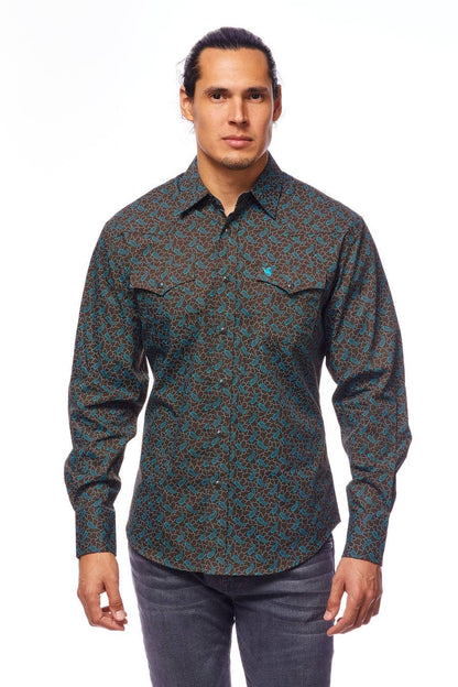 Men's Western Button-Down Shirts Regular Fit Printed Shirt