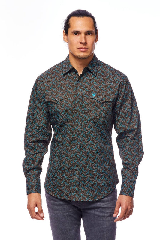 Men's Western Button-Down Shirts Regular Fit Printed Shirt