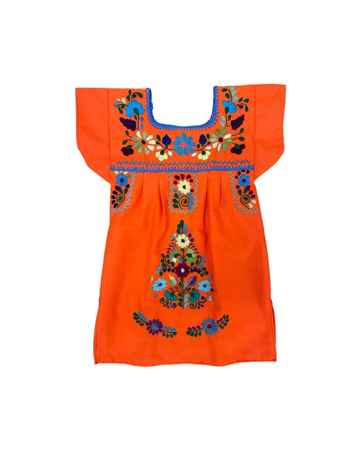 Mexican Puebla Dress for Girls Orange