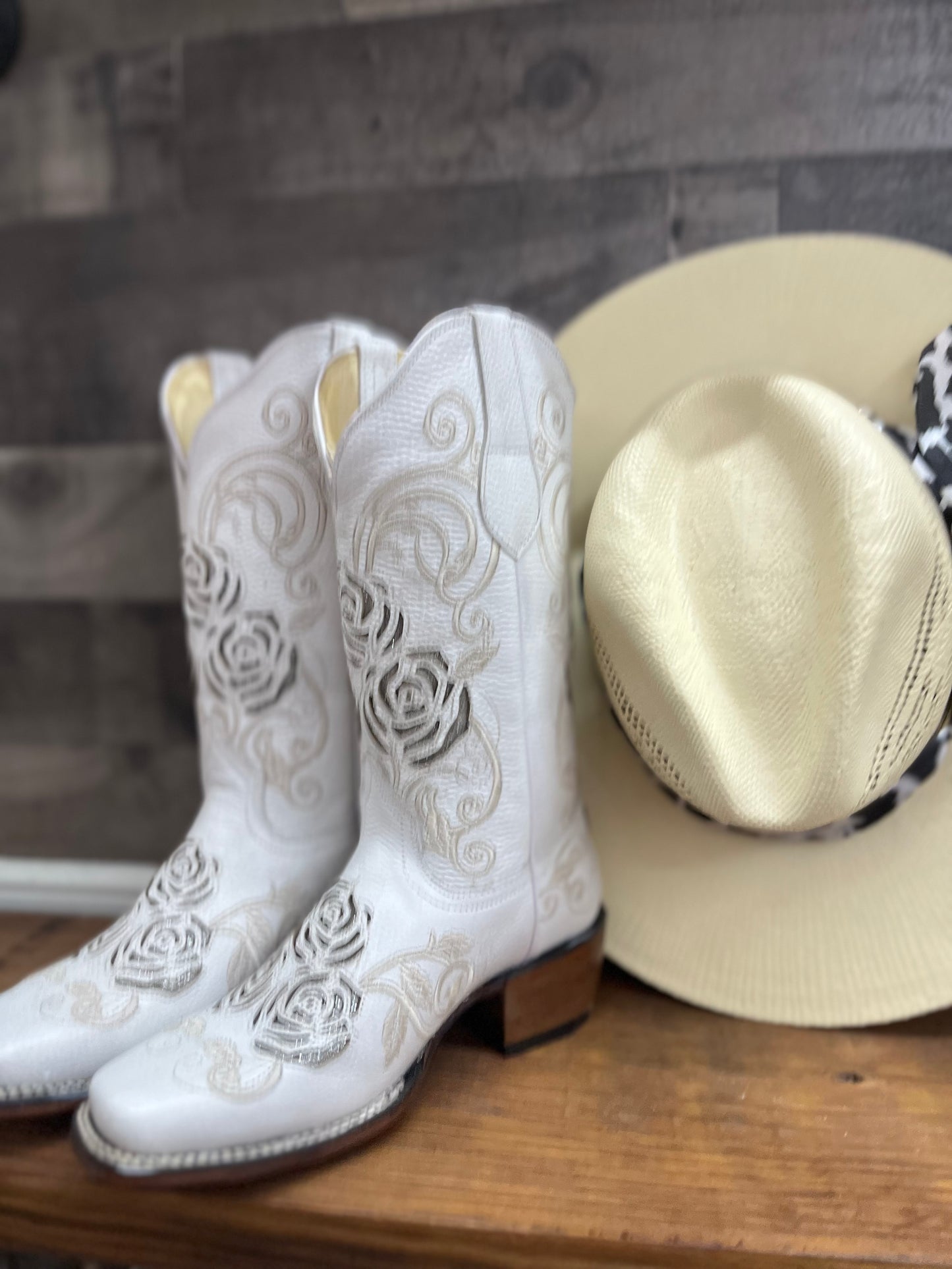 White Cowgirl Weeding Boots