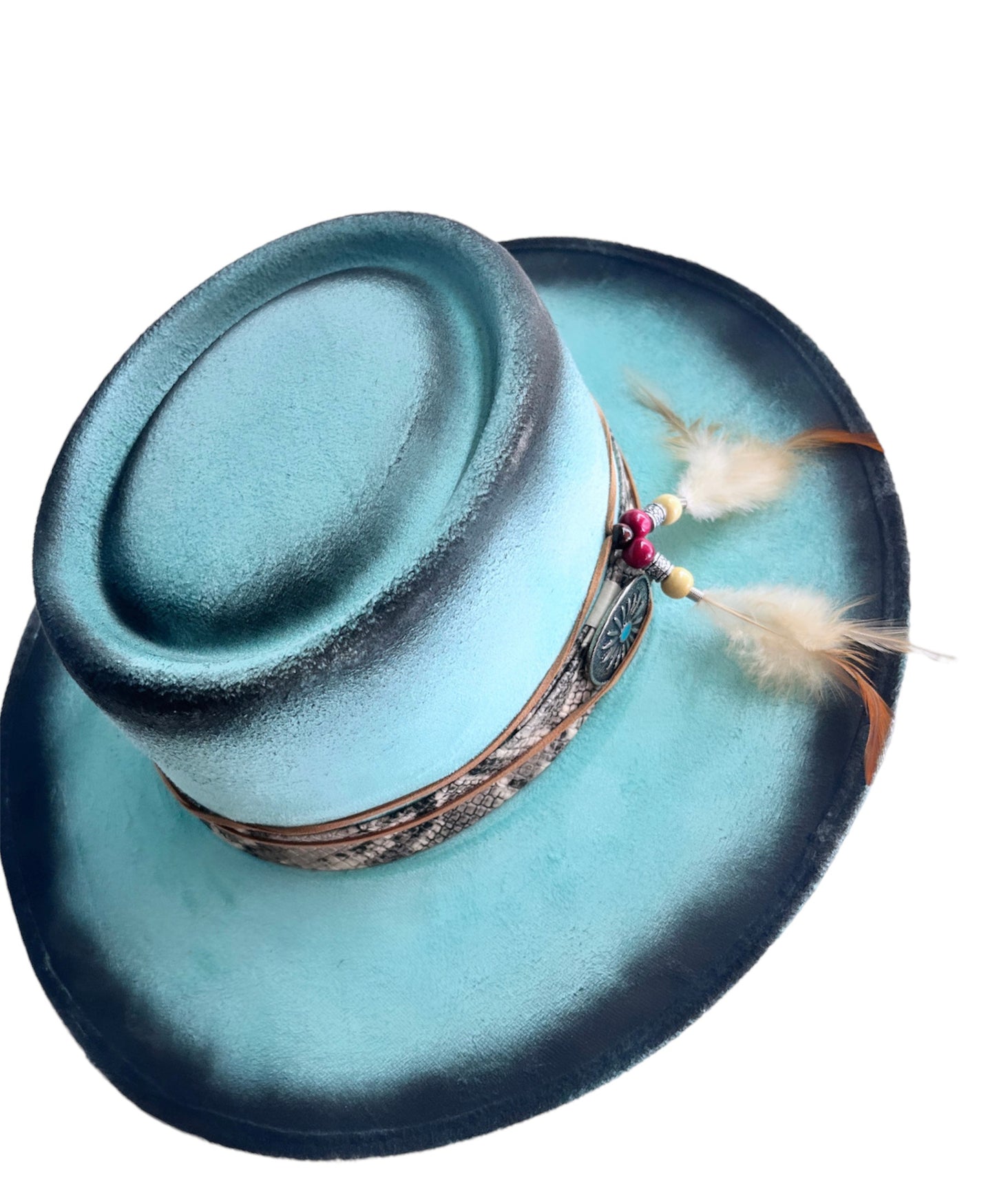 Turquoise Fedora Suede Hat