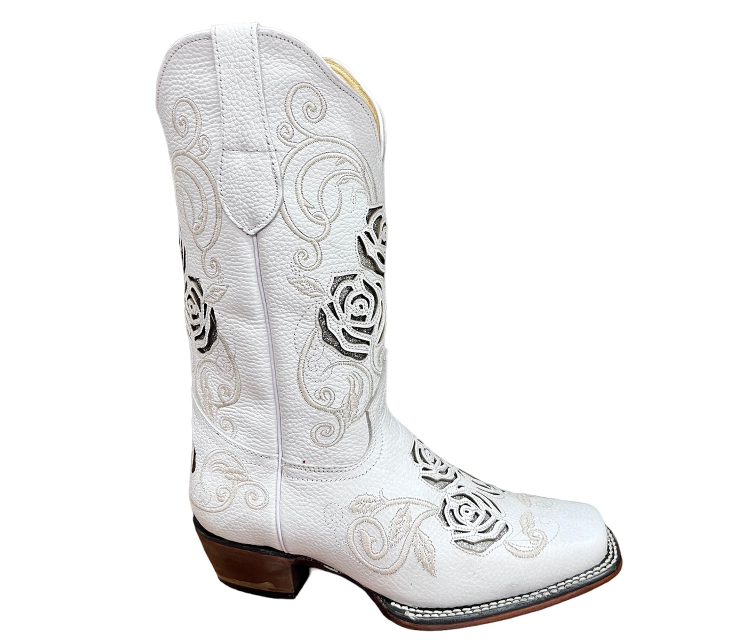 White Cowgirl Weeding Boots