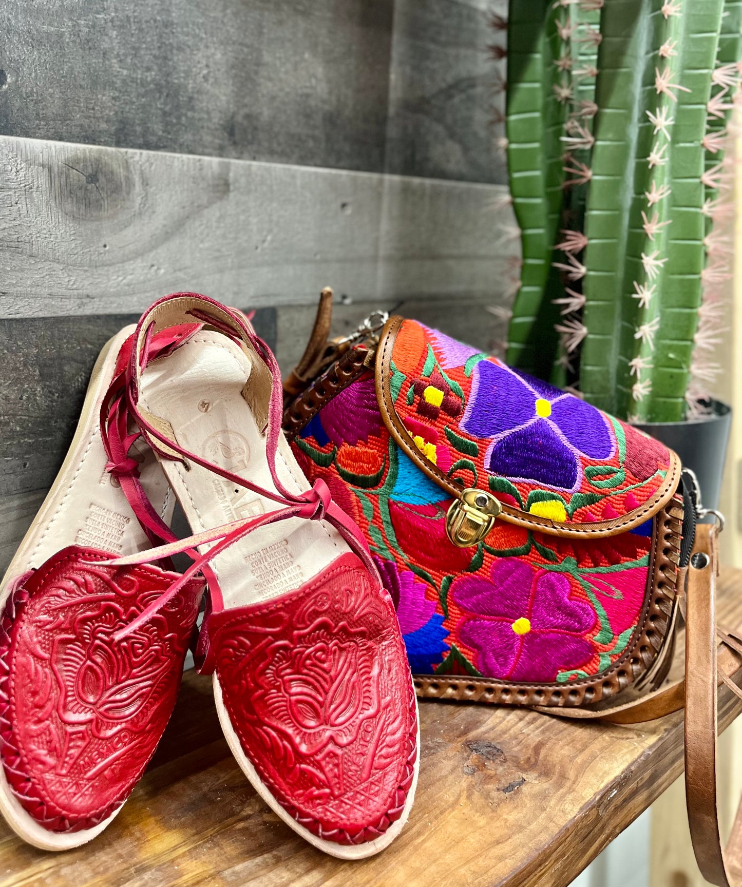 Lace Up Red Mexican Huaraches