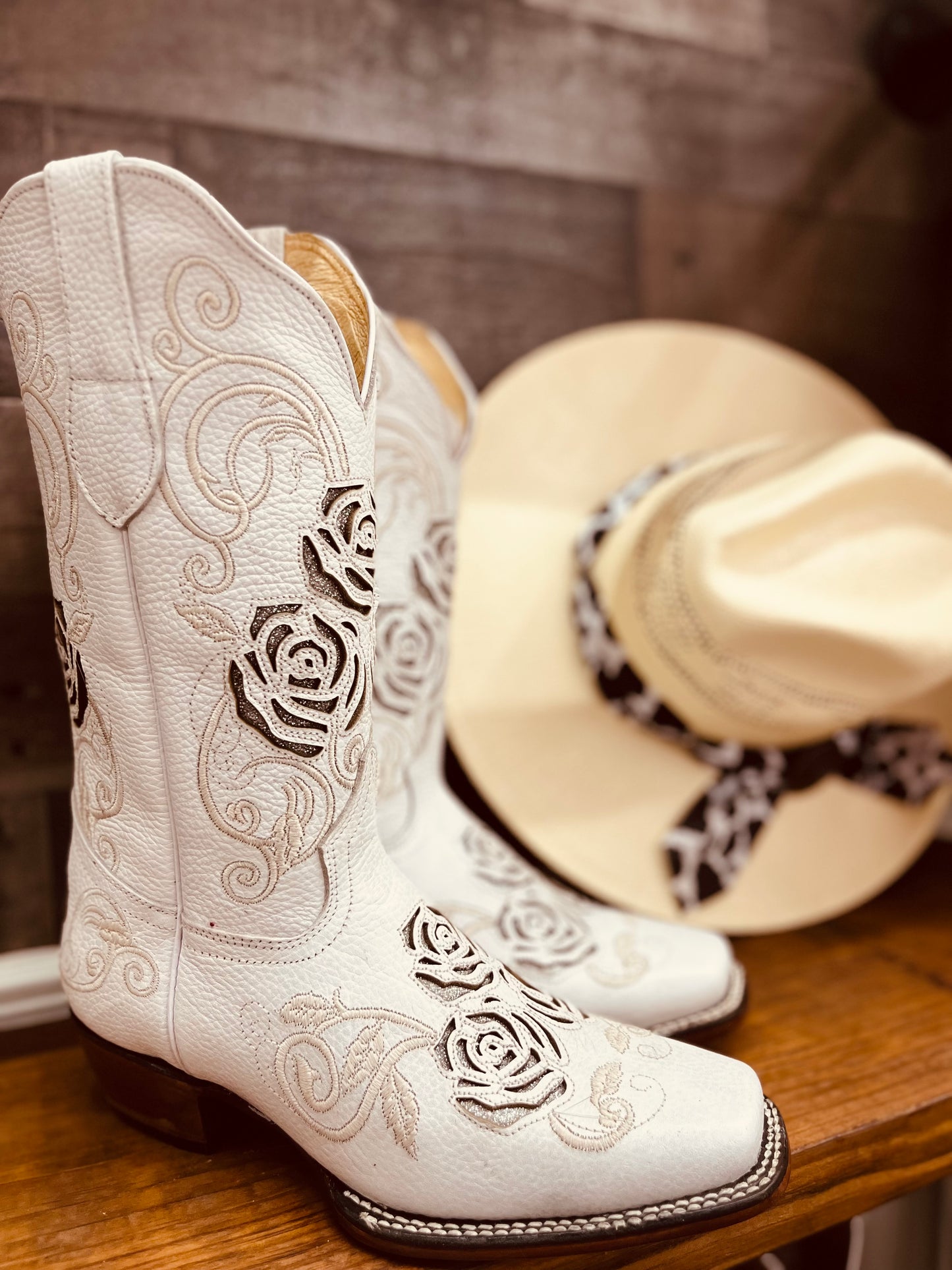 White Cowgirl Weeding Boots