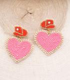 Seed Bead Western Heart Earrings