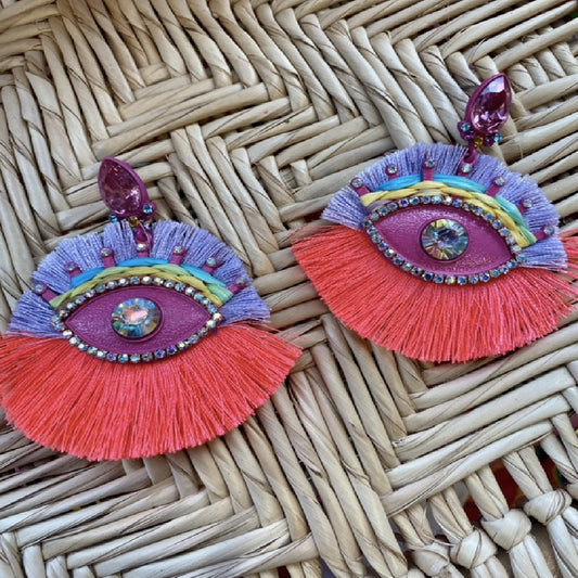 Neon Colored Evil Eye Earrings