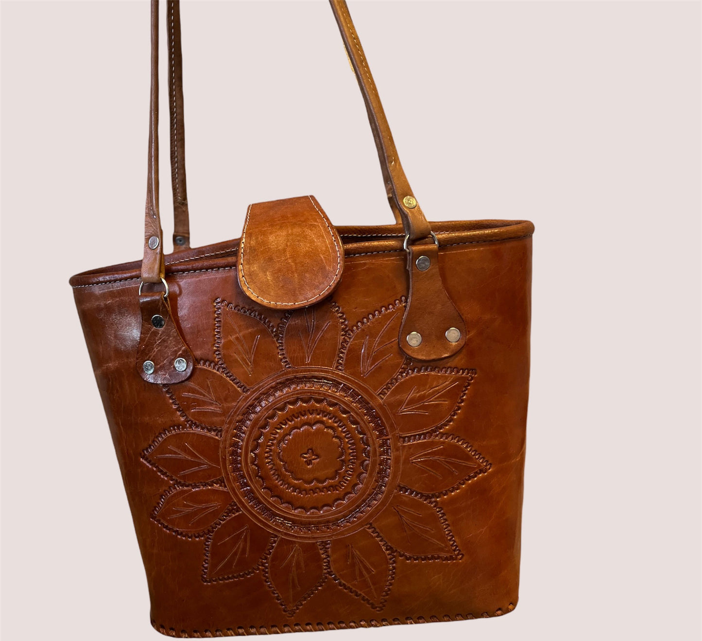 Bolso Artesanal Grande de Cuero Hecho a Mano