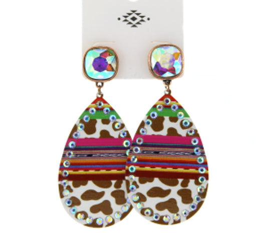 Aztec Print Drop Earrings