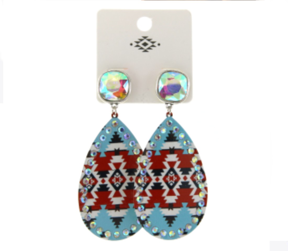 Aztec Print Drop Earrings