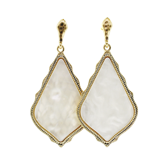 White Tear Drop Earrings