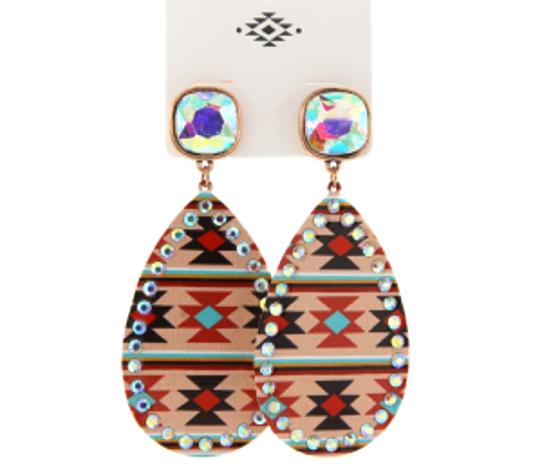 Aztec Print Drop Earrings