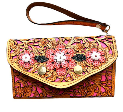 Hand Tolled Wristlet Clutch