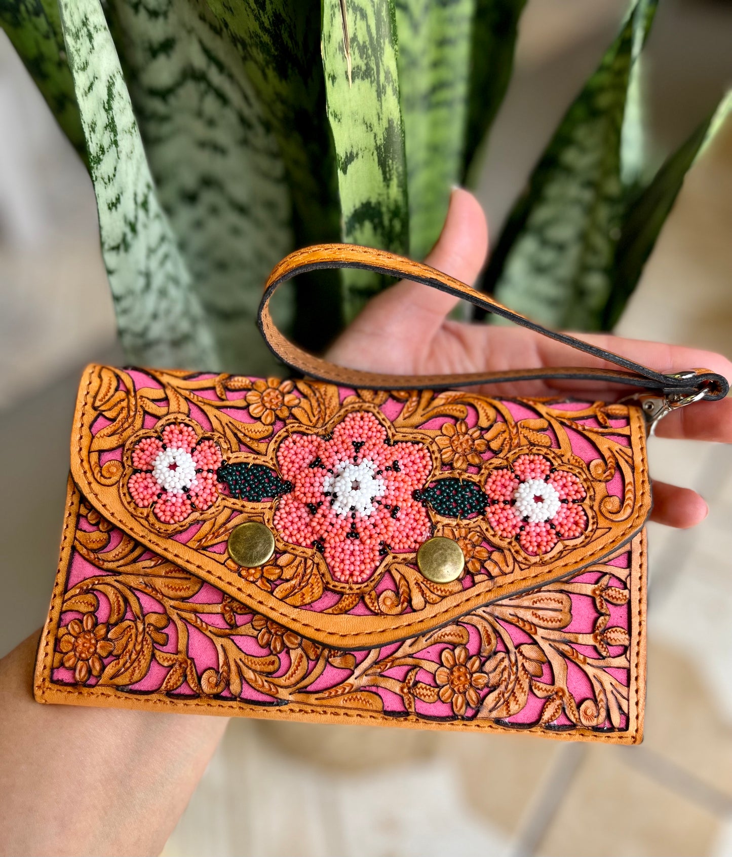 Hand Tolled Wristlet Clutch