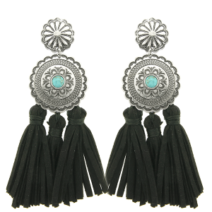 Navajo stone round concho tassel drop