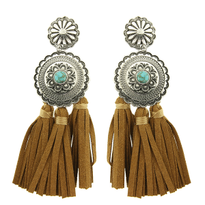 Navajo stone round concho tassel drop