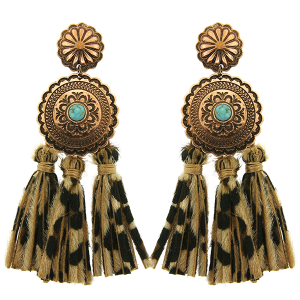 Navajo stone round concho tassel drop