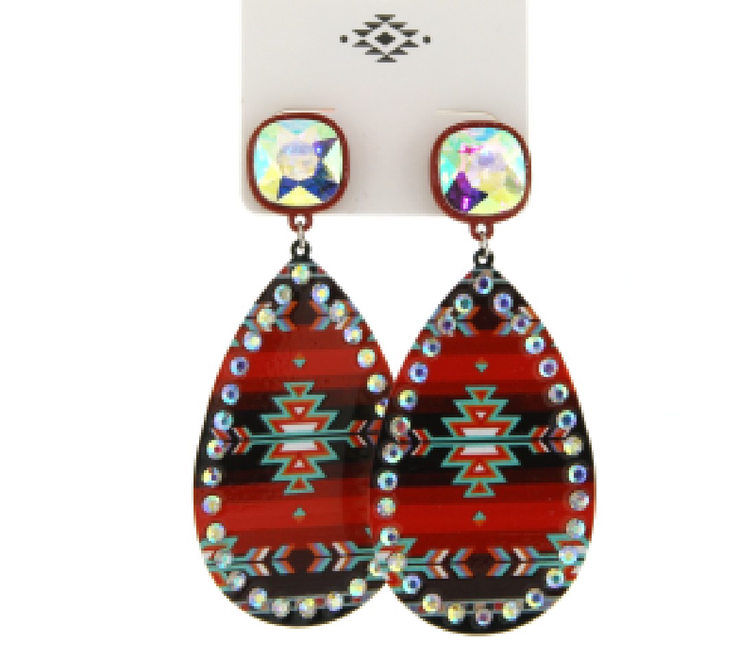 Aztec Print Drop Earrings