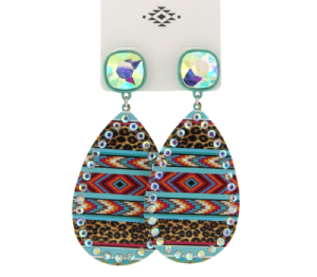 Aztec Print Drop Earrings