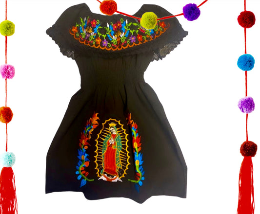 Vestido mexicano Virgen de Guadalupe para niñas pequeñas 