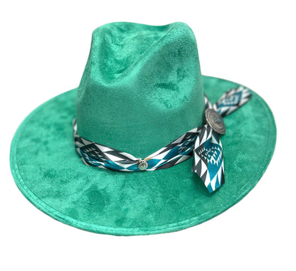 Women's Turquoise with Aztec Ribbon and Concho Western Hat