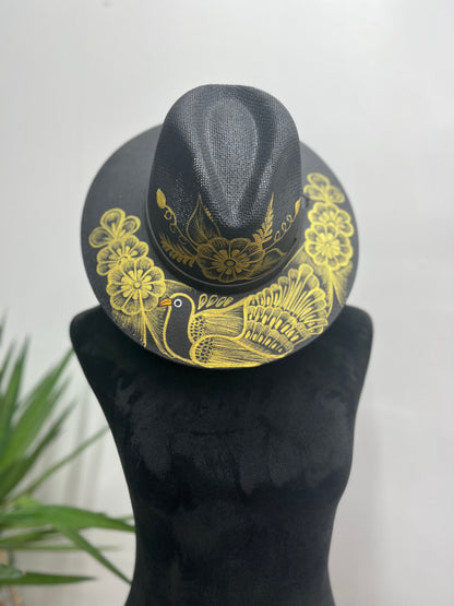 Sombreros Artesanos Negros Pintados A Mano Con Diseños