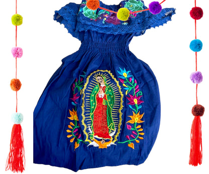 Vestido mexicano Virgen de Guadalupe para niñas pequeñas 