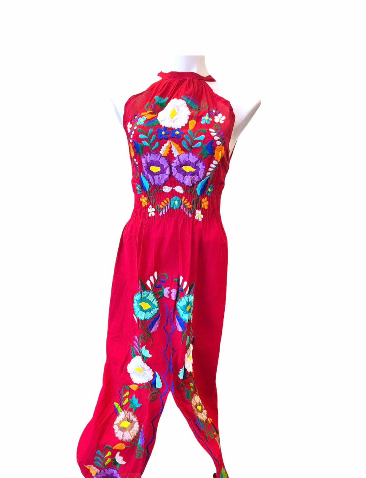 Vestido mexicano con abertura halter