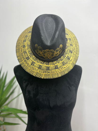 Sombreros Artesanos Negros Pintados A Mano Con Diseños