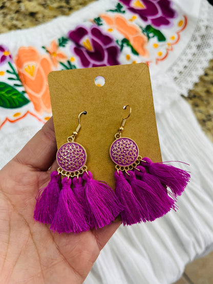 Pendientes colgantes con borlas Fiesta