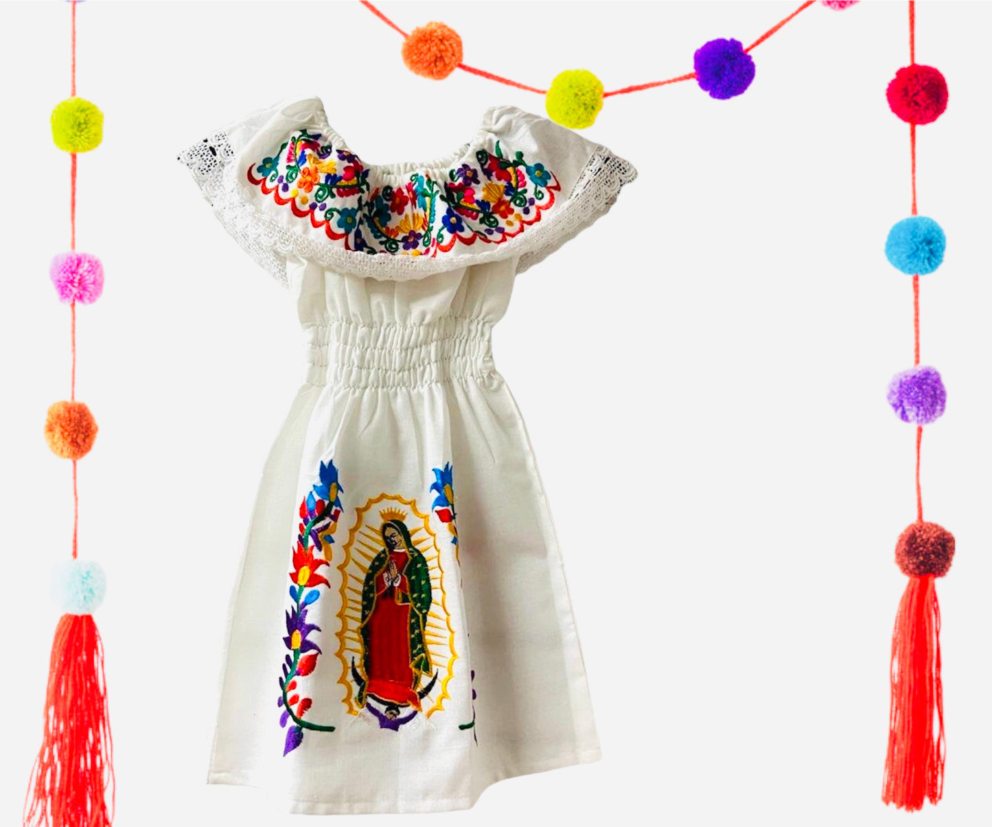 Vestido mexicano Virgen de Guadalupe para niñas pequeñas 