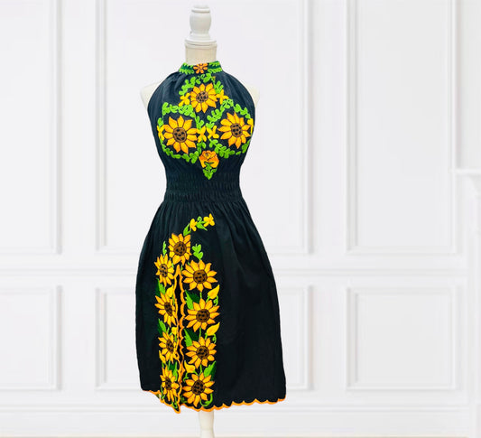 Halter Floral Mexican Dress