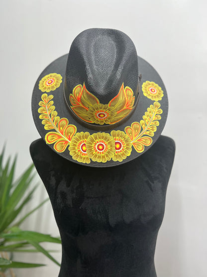 Sombreros Artesanos Negros Pintados A Mano Con Diseños