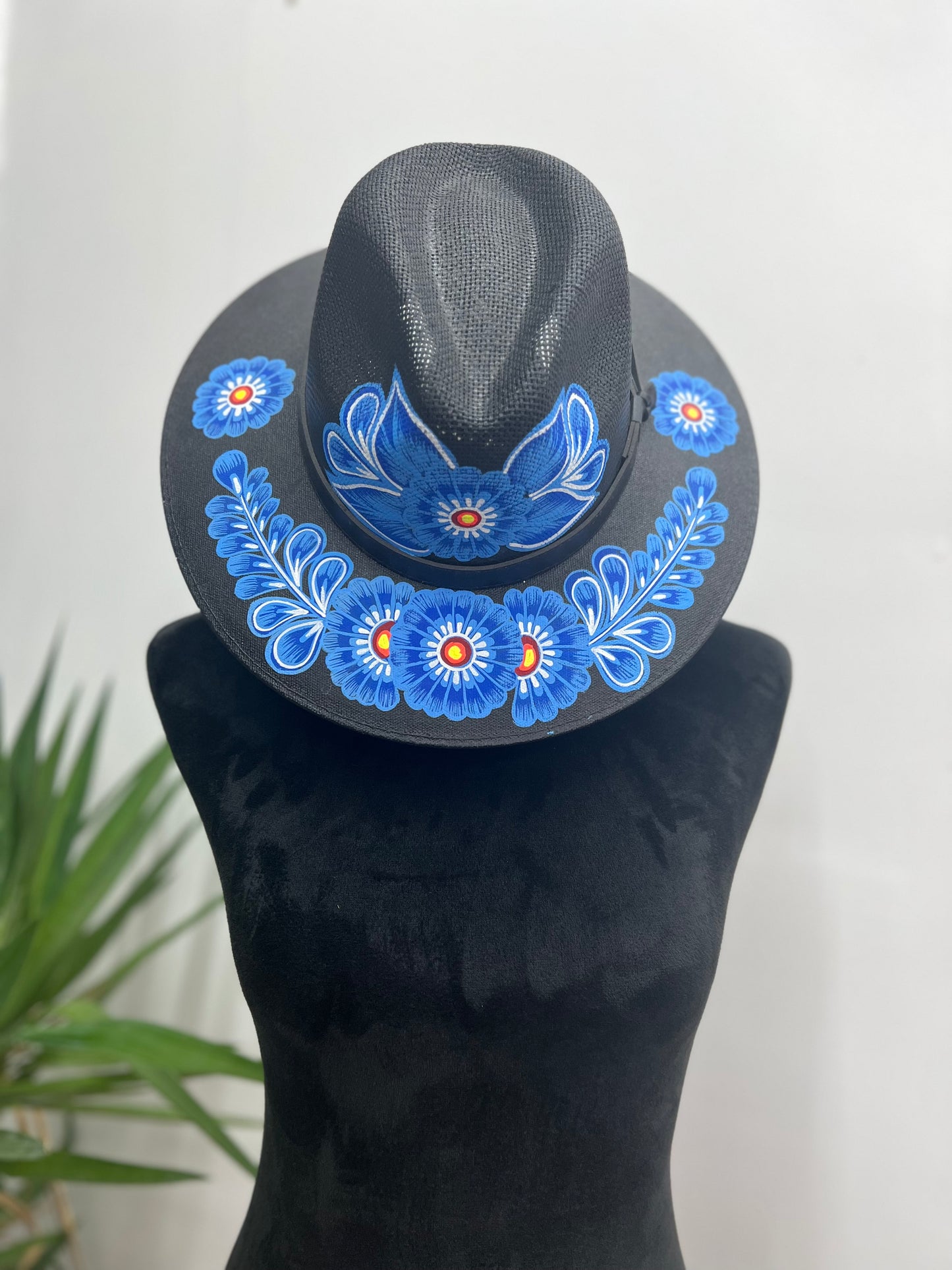 Sombreros Artesanos Negros Pintados A Mano Con Diseños