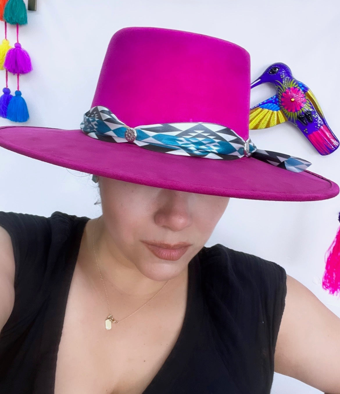 Women's Magenta with Aztec Ribbon Western Hat