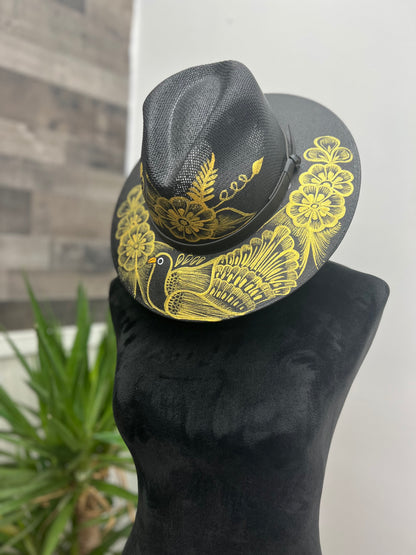 Sombreros Artesanos Negros Pintados A Mano Con Diseños