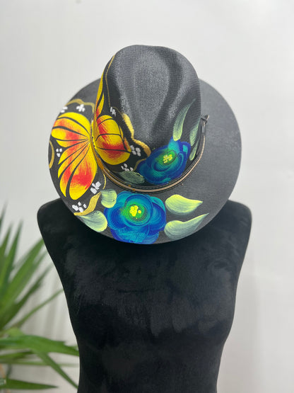 Sombreros Artesanos Negros Pintados A Mano Con Diseños