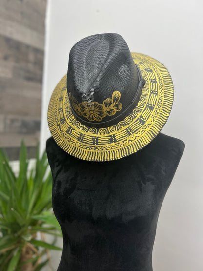 Sombreros Artesanos Negros Pintados A Mano Con Diseños