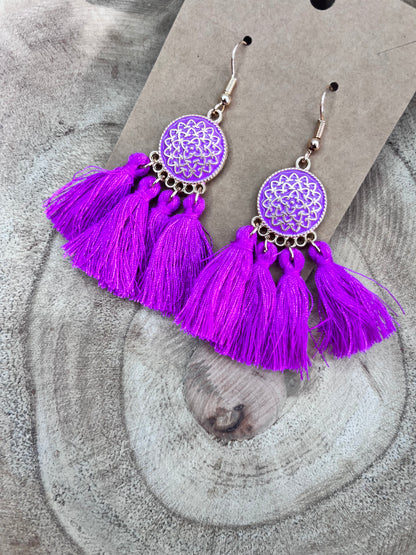 Pendientes colgantes con borlas Fiesta