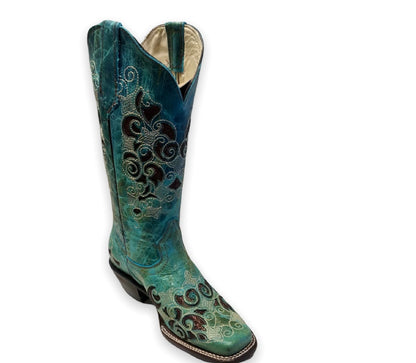 Woman’s Turquoise Western Boots-Square Toe