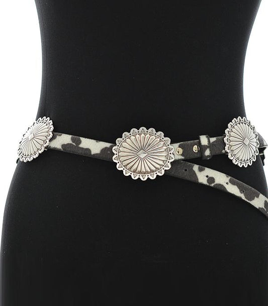 Cow Print Concho Belt