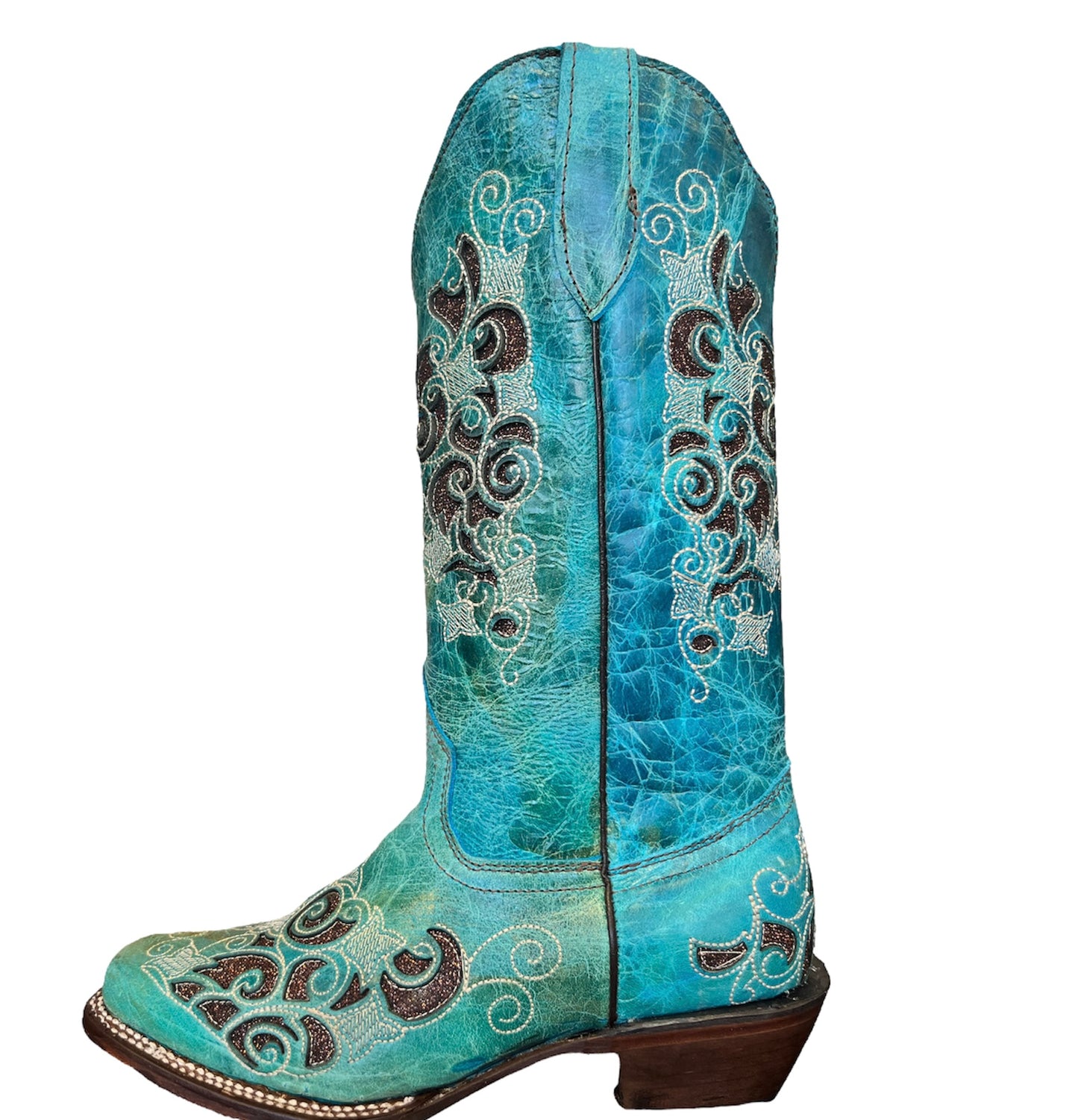 Woman’s Turquoise Western Boots-Square Toe